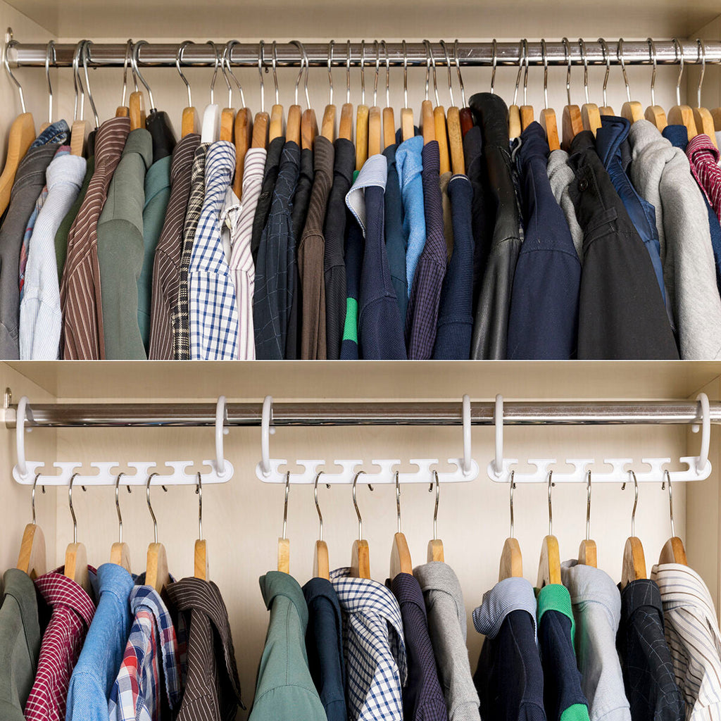 Kleding Organizer voor 40 Items wit kunststof kledingrek ruimtebesparend en multifunctioneel in kledingkast